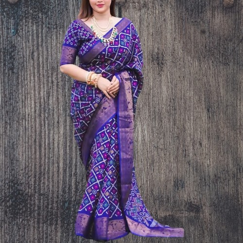 Half Silk Saree with Blouse Piece - Image 2