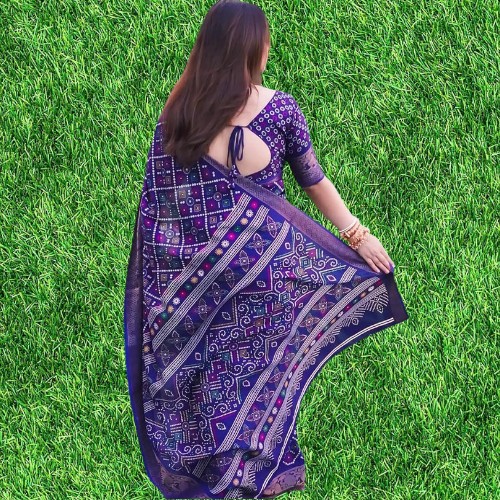 Half Silk Saree with Blouse Piece - Image 3