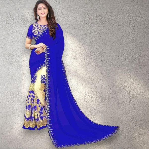 Indian Georgette Saree with Blouse Piece - Image 4