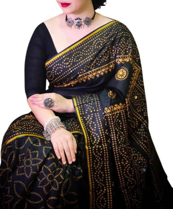 Block Print Reshmi Silk Sharee