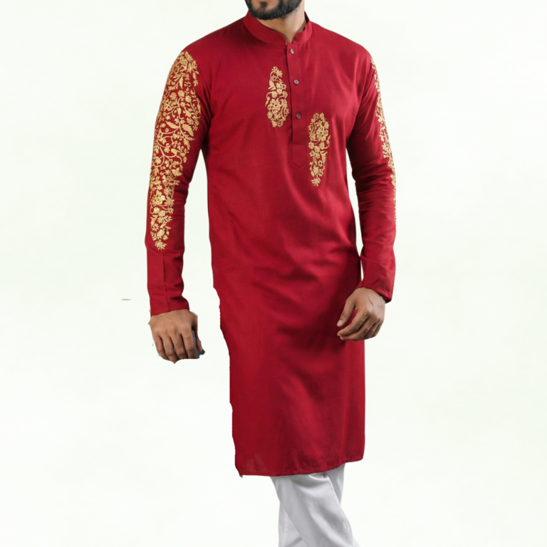 Imperial Embroidered Cotton Panjabi – Royal Festive Edition