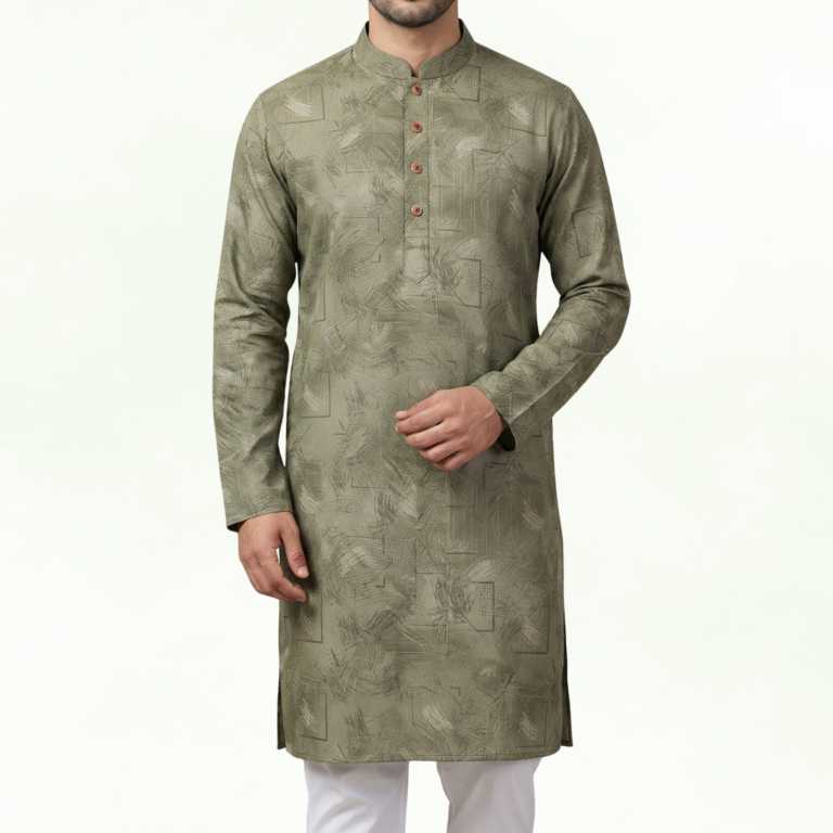 Elite Printed Cotton Panjabi – Signature Comfort